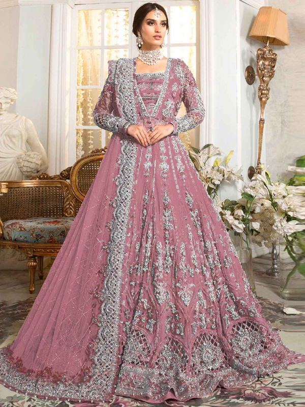 Light Purple Color Anarkali Suit In Net Fabric