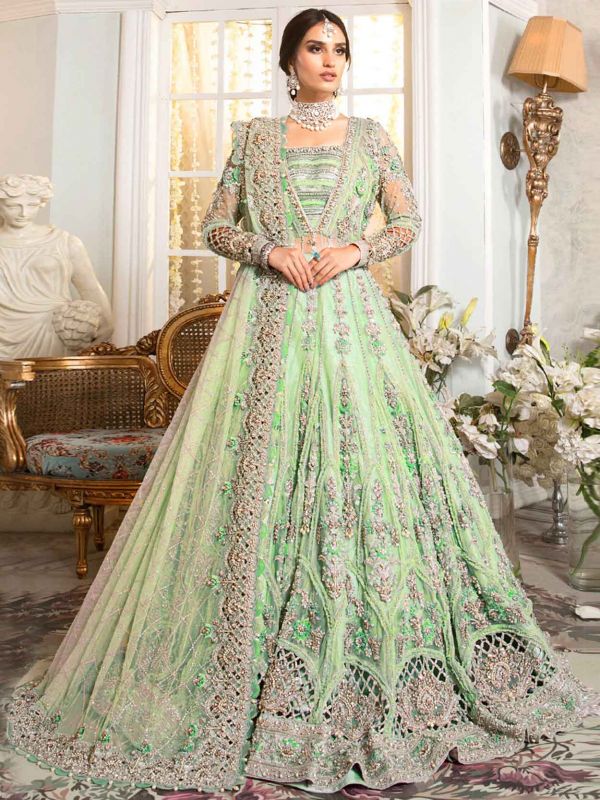 Green Colour Net Fabric Designer Salwar Kameez.