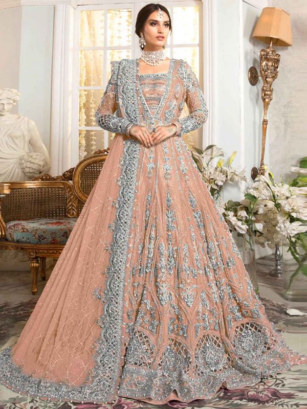 Rust Colour Net Designer Salwar Suit.