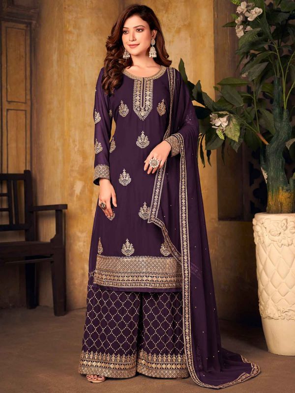 Purple Colour Designer Salwar Kameez in Georgette Fabric.