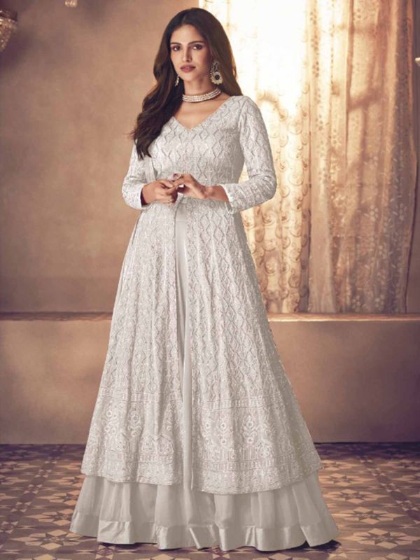 Off White Colour Anarkali Salwar Kameez in Georgette Fabric.
