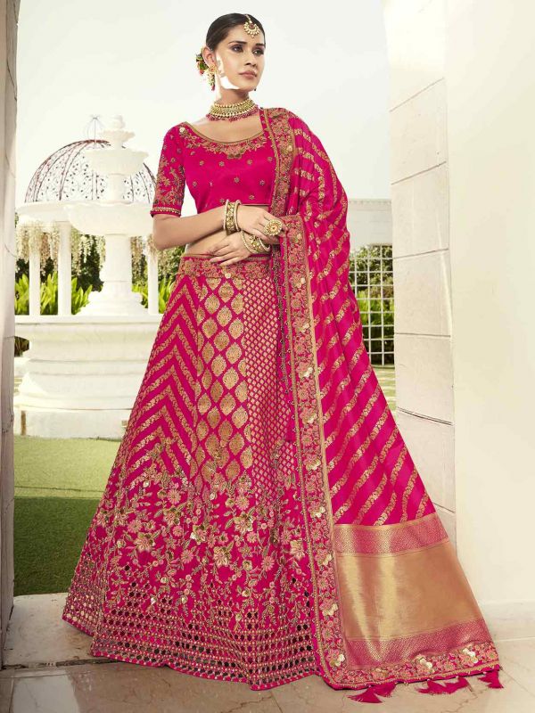 Pink Colour Bridal Lehenga Choli in Imported Fabric.