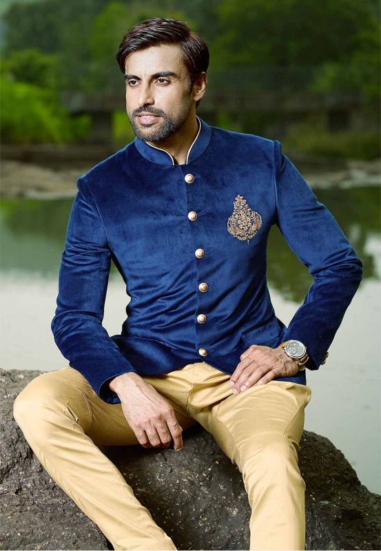 Buy top designer suits for men in blue colour