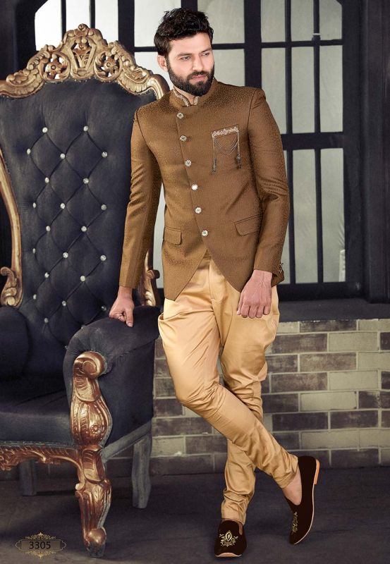 Golden,Brown Colour Designer Jodhpuri Suit.