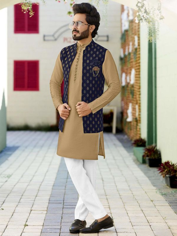 Buy Blue Brocade Silk Woven Floral Bomber Kurta And Joggers Set For Men by  PS Men by Payal Singhal Online at Aza Fashions.