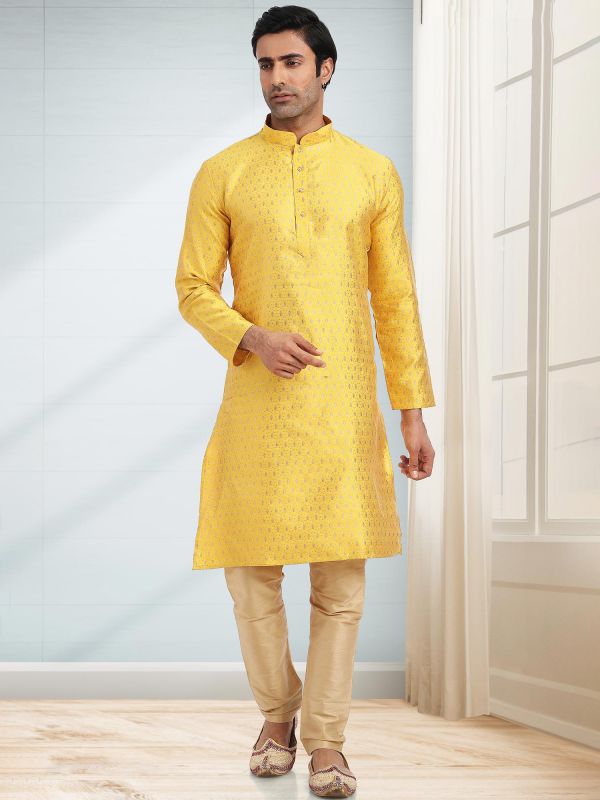 Yellow Festive Kurta Pajama For Men