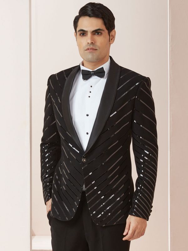 Black Party Wear Tuxedo Suit For Men