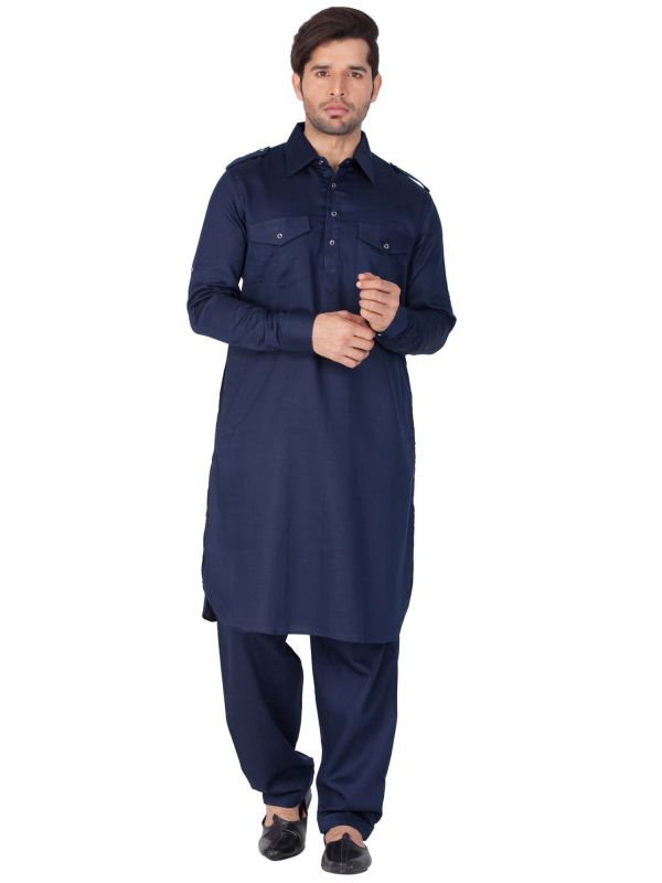 Blue Party Wear Kurta With Pathani Salwar