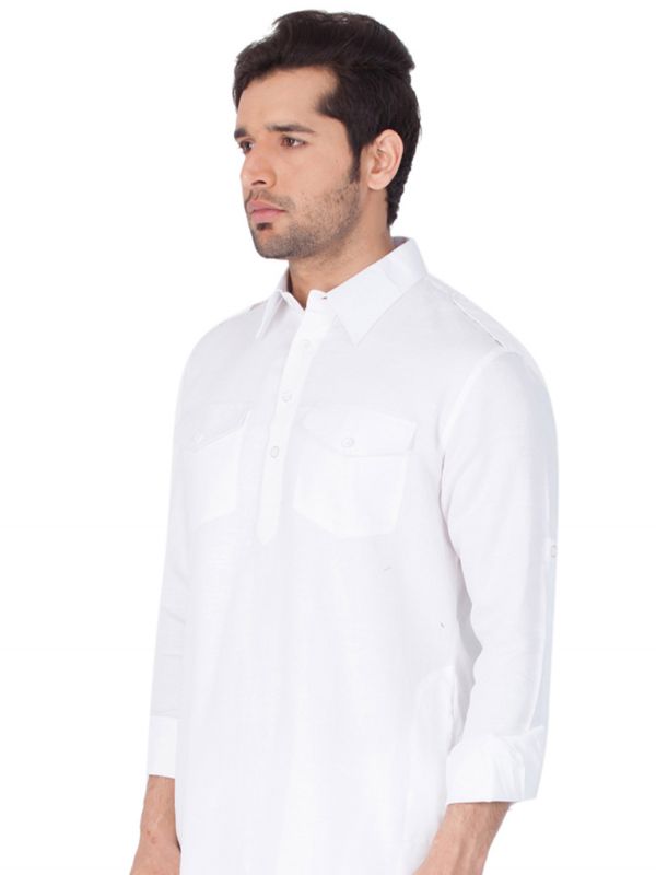 White Casual Wear Kurta With Pathani Salwar
