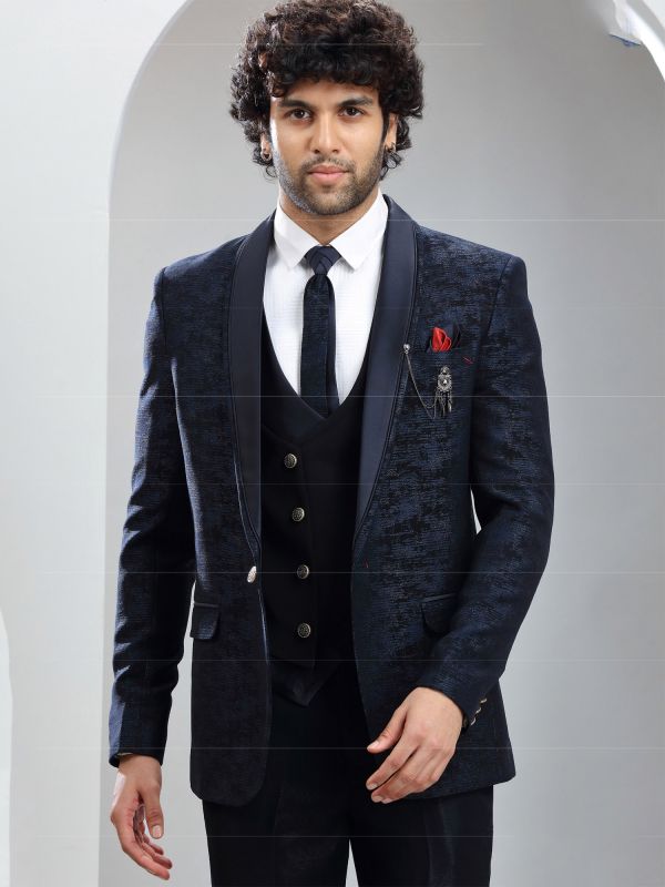 Cocktail Midnight Blue Shimmered Mens Suit