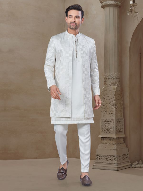 Grey Sequins Work Enhanced Indowestern Set