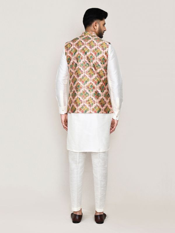 Multicolor Men's Nehru Jacket In Digital Print