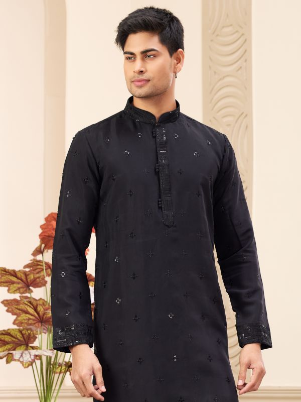 Black Readymade Casual Kurta Pyjama Set