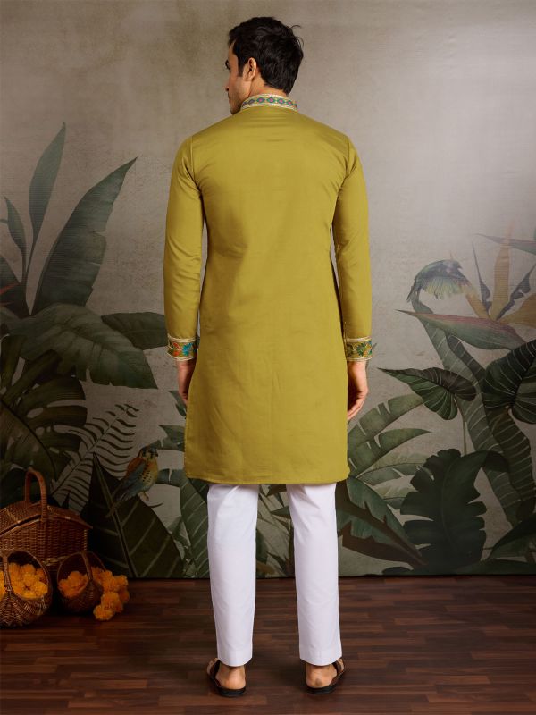 Green Thread Work Embroidered Navratri Kurta Set