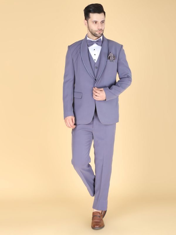 Lavender Purple Men's Three Piece Suit In Cotton