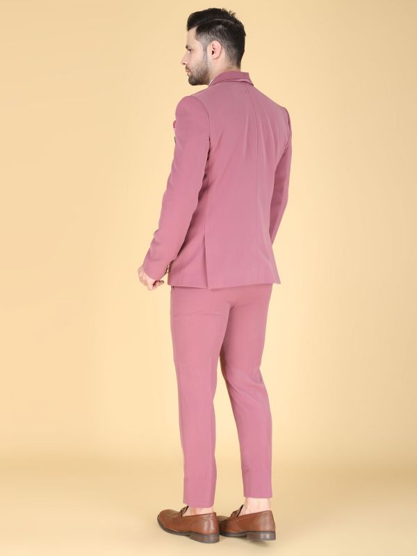 Pink Menswear Cotton Three Piece Suit Set