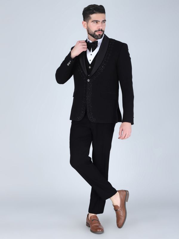 Black Cocktail Wear Designer Three Piece Suit