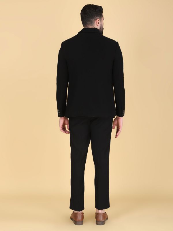 Black Stylish Men's Bandhgala Suit In Cotton