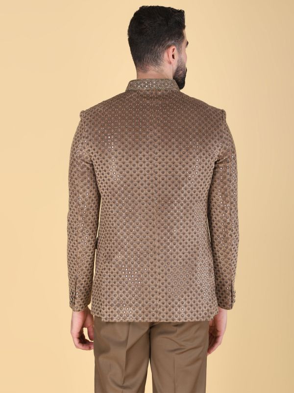 Brown Sequins Work Augmented Jodhpuri Set