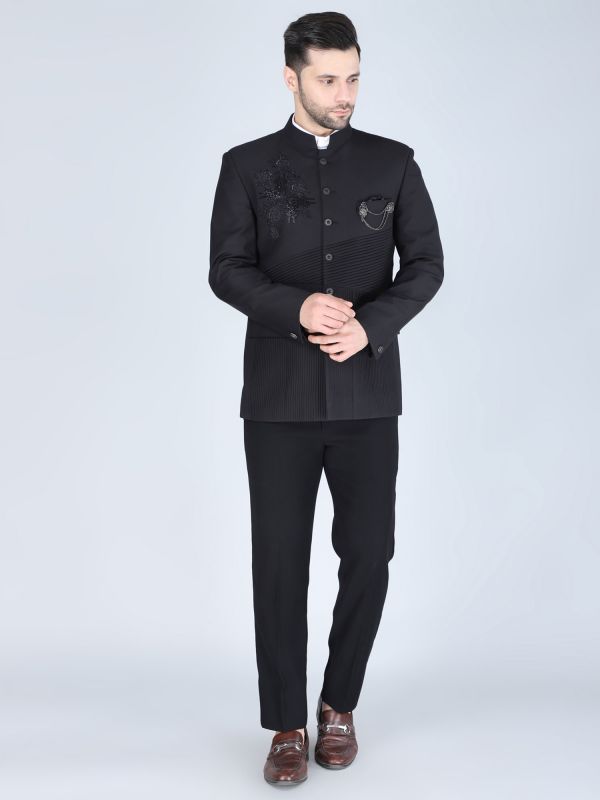 Black Hand Work Embellished Stylish Jodhpuri Set