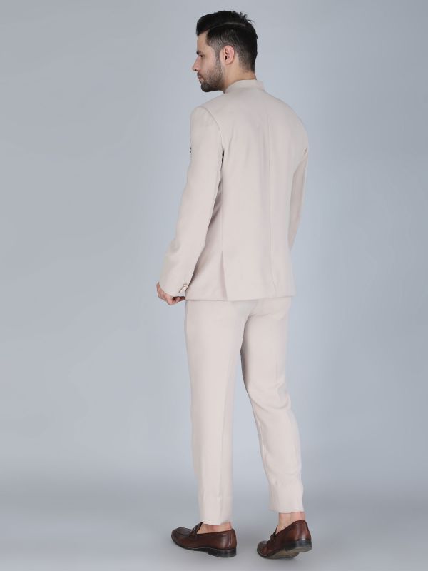 Light Grey Menswear Stylish Jodhpuri Set In Cotton