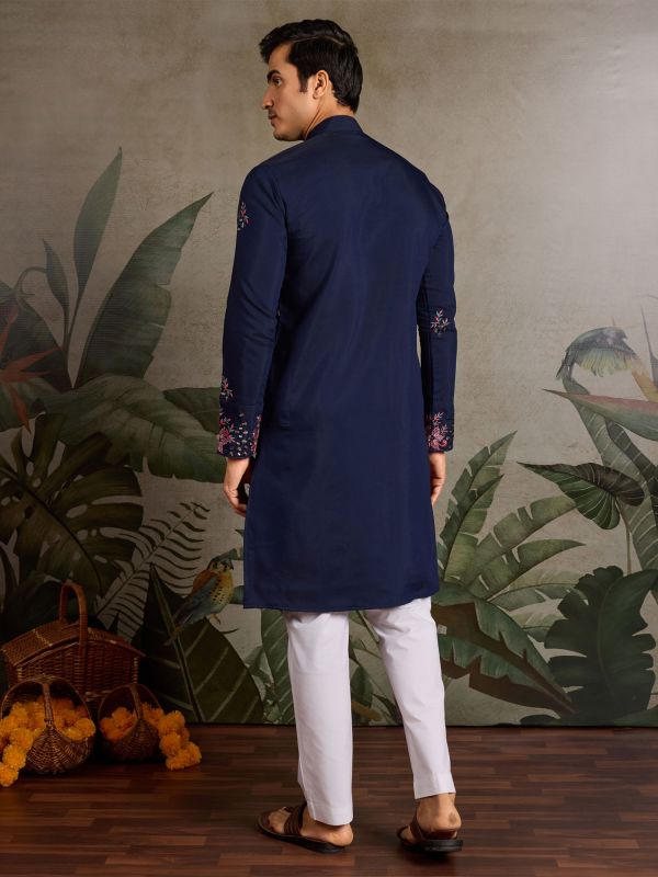 Navy Blue Mirror Augmented Navratri Kurta Pyjama