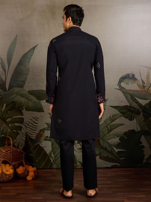 Black Men's Wear Readymade Navratri Kurta Set