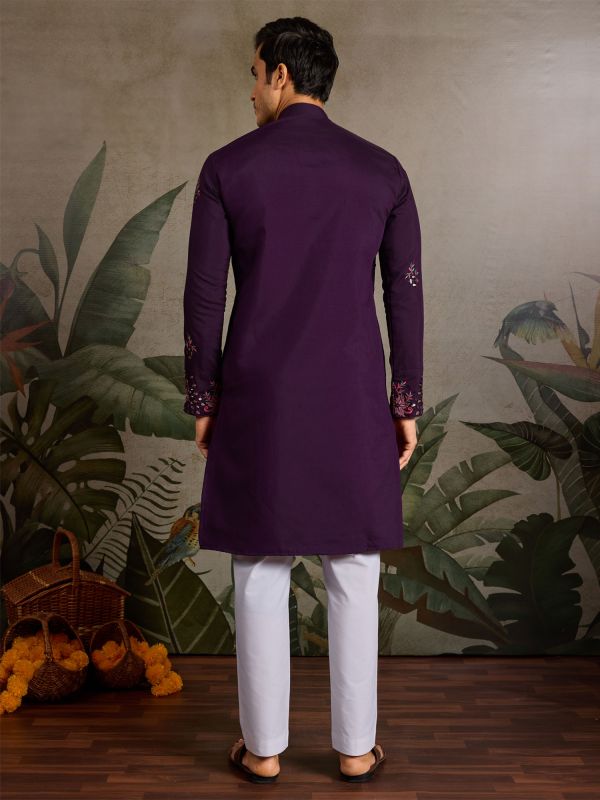 Purple Thread Work Enhanced Navtratri Kurta Set