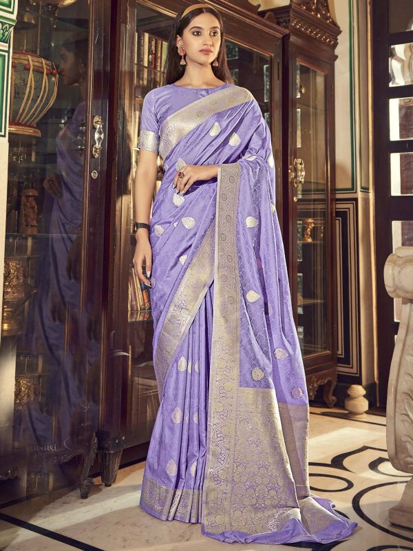 Purple Festive Woven Saree In Art Silk