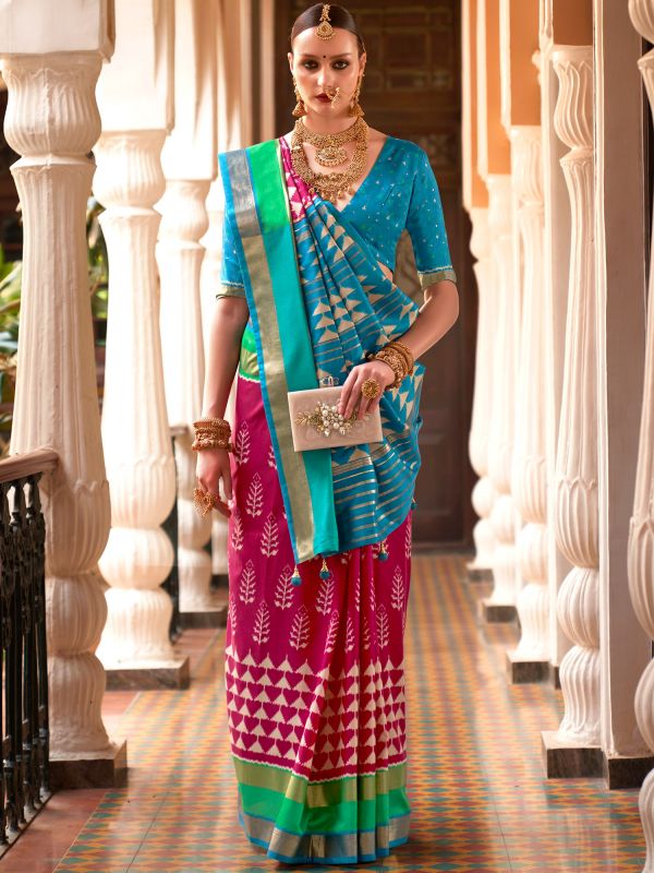 Pink Patola Wedding Wear Sari In Silk