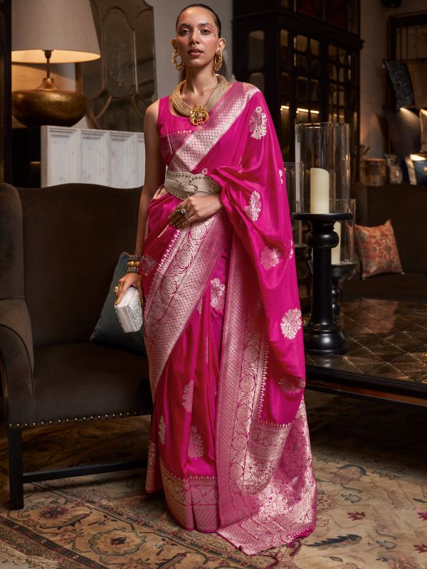 Pink Party Wear Georgette Saree With Blouse