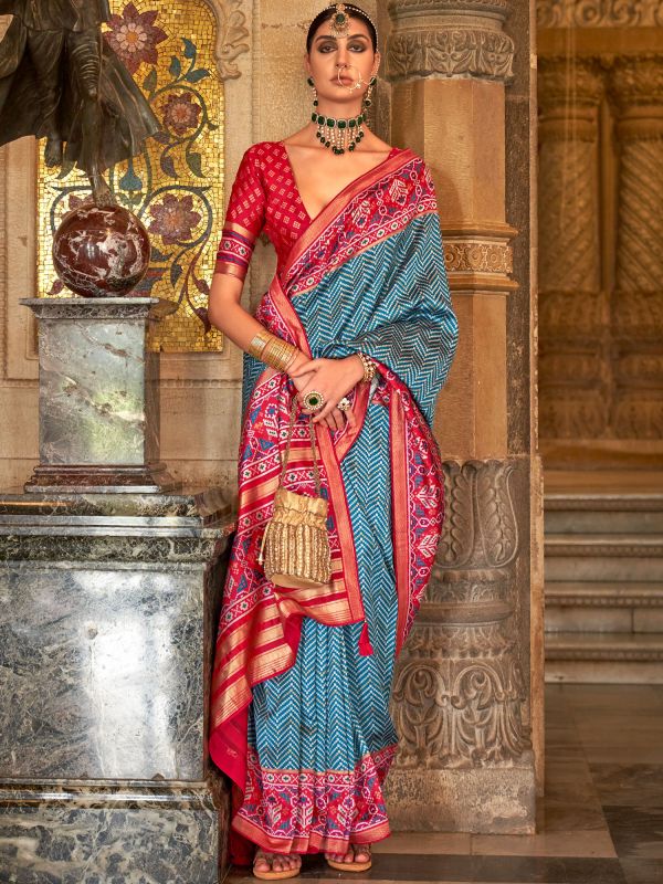 Grey Art Silk Printed Saree With Blouse