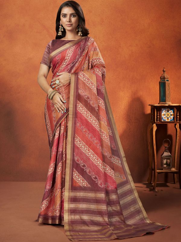 Multicolor Casual Wear Art Silk Printed Saree