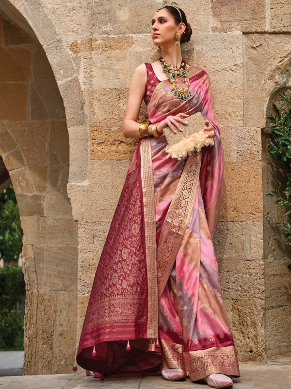 Multicolor Printed Silk Saree With Blouse