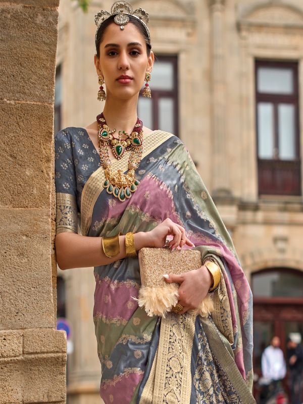 Multicolor Digital Printed Saree In Silk