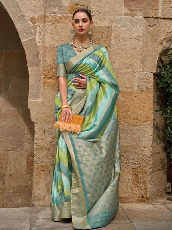 Multicolor Print Work Saree In Silk