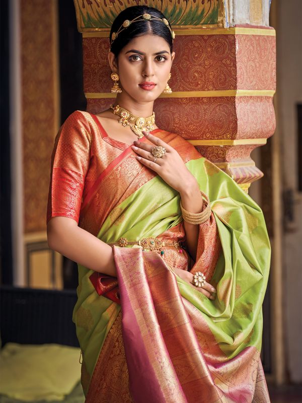Green Silk Weaving Wedding Wear Saree