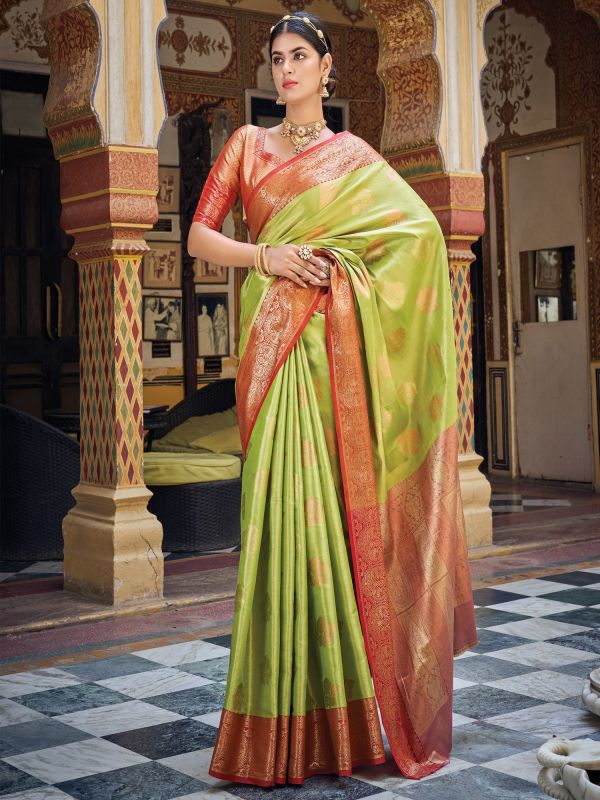 Green Silk Weaving Wedding Wear Saree