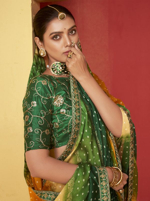 Multicolor Traditional Saree In Chiffon Silk Saree
