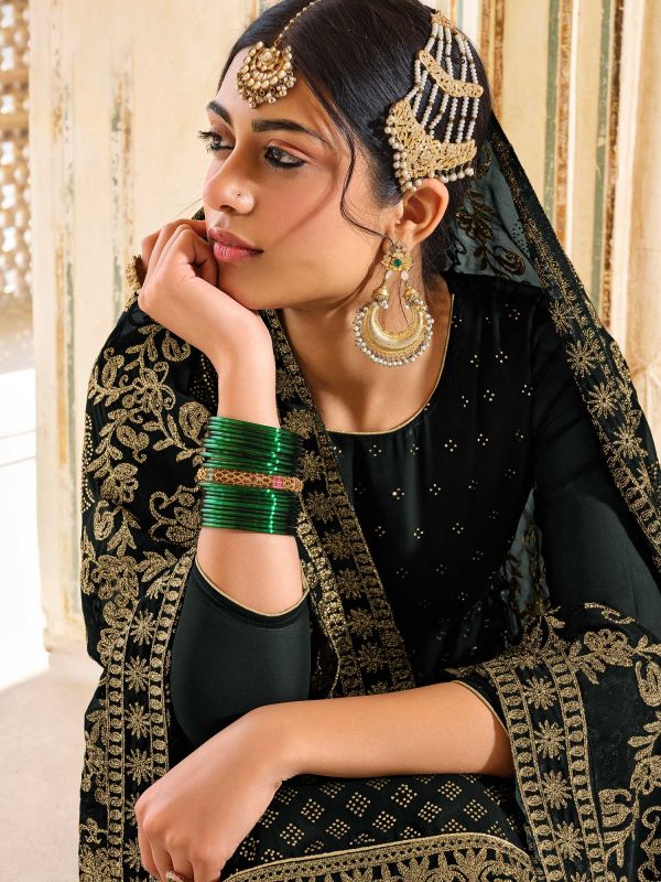 Black Palazzo Salwar kameez With Dupatta