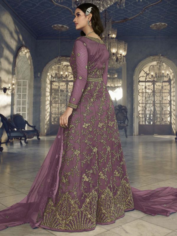 Purple Designer Anarkali Salwar Kameez With Dupatta