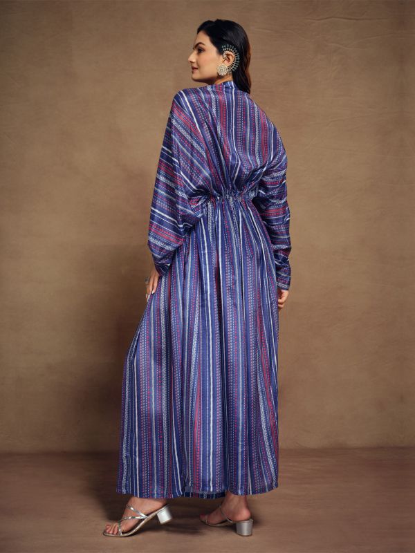 Deep Blue Digital Printed Womens Kaftaan
