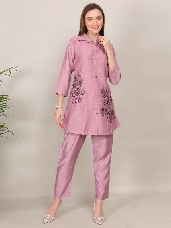 Pink Party Wear Women's Co-Ord Set