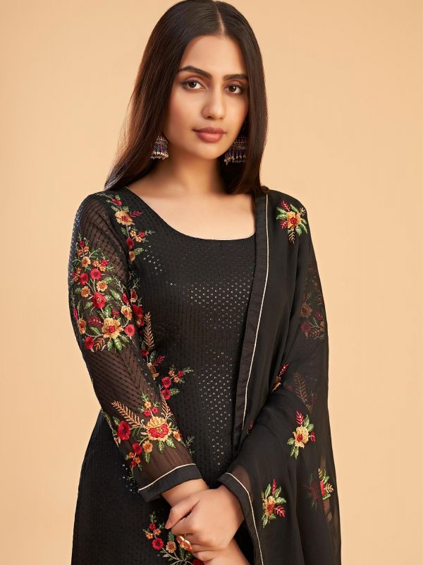 Black Party Wear Embroidered Salwar Kameez