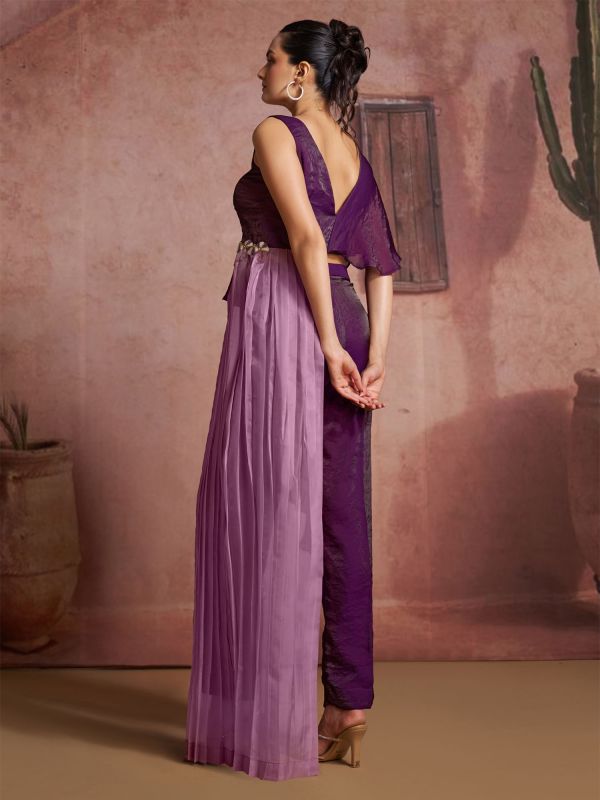 Wine Hand Work Embellished Co-Ord Set