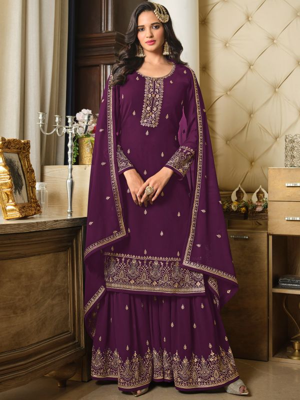 Purple Pakistani Suit With Dupatta