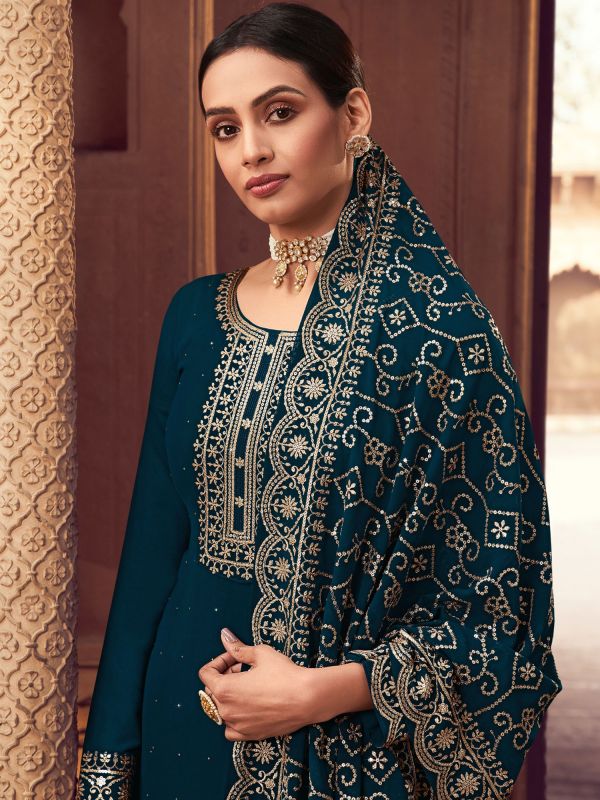 Indigo Blue Wedding Salwar Suit In Silk SFYDYS105302 – Siya Fashions