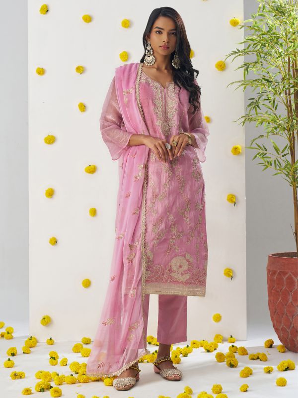 Light Pink Pant Style Readymade Salwar Suit