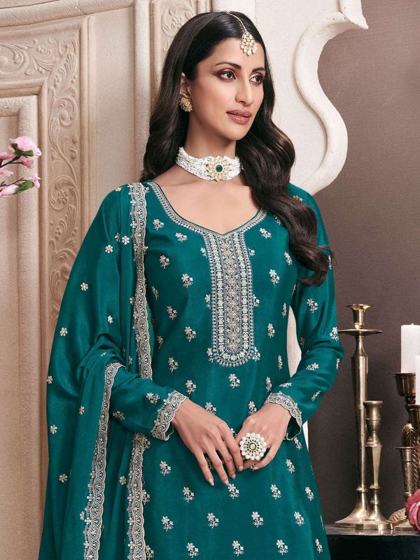 Rama Green Full Sleeved Festive Palazzo Suit