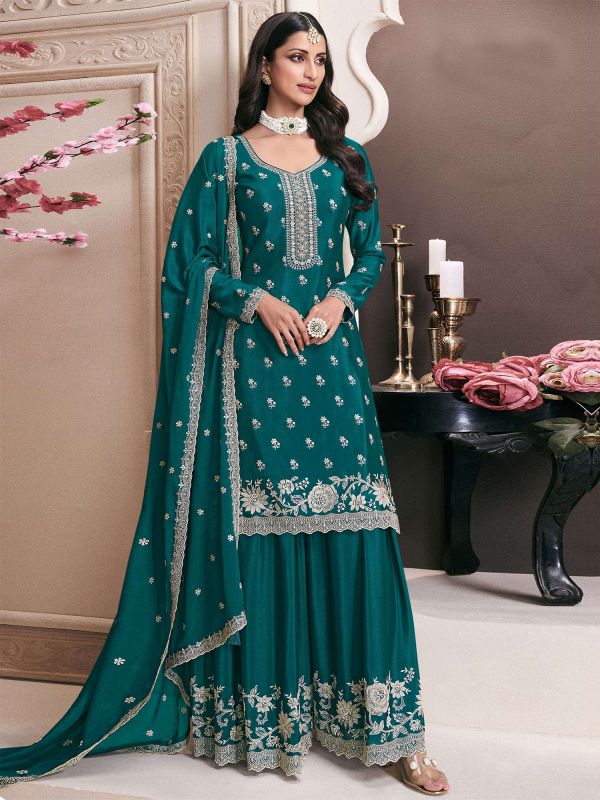 Rama Green Full Sleeved Festive Palazzo Suit
